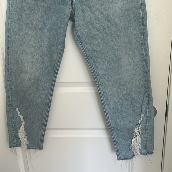 Topshop Distressed Hem Straight Jeans 30-Inch - Picture 5 of 7